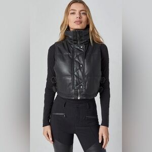 Alp N’ Rock faux Leather Cropped Vest Black